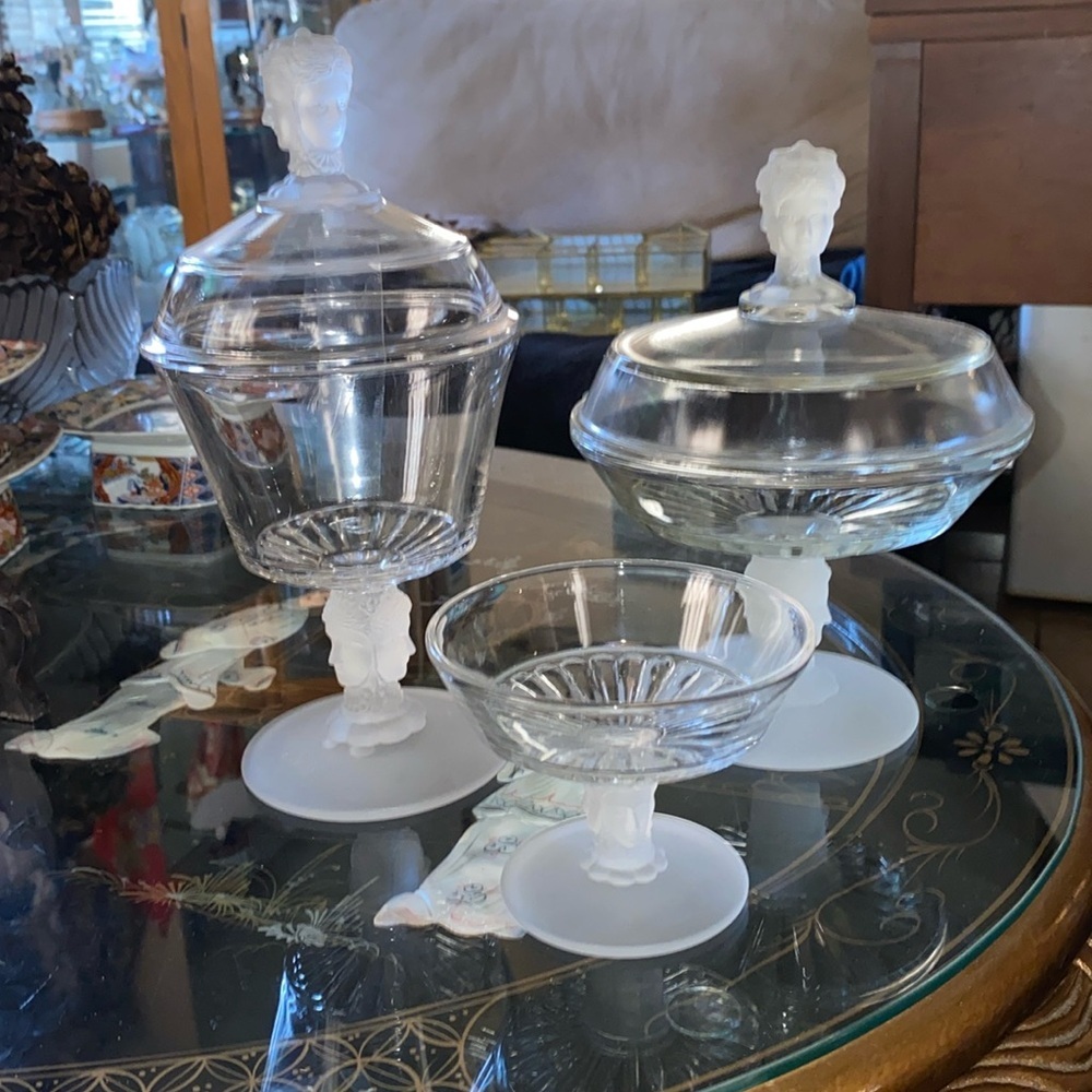 BX46 Antique Three Faces candy dishes total of 3
by WRIGHT GLASS, L G